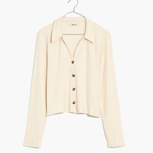 Madewell Brushed Rib Polo Crop Cardigan
